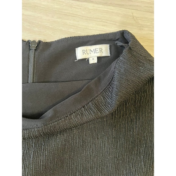 RUMER Women Maxi Skirt Black Ribbed High Slit Elegant Evening Formal Size M - Picture 4 of 9